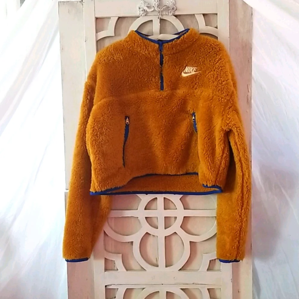 Nike Fleece Jacket in Mustard and Blue M - Picture 1 of 6